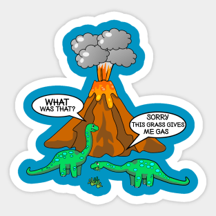 Dinosaurs and Volcano - Funny Dinosaurs Sticker